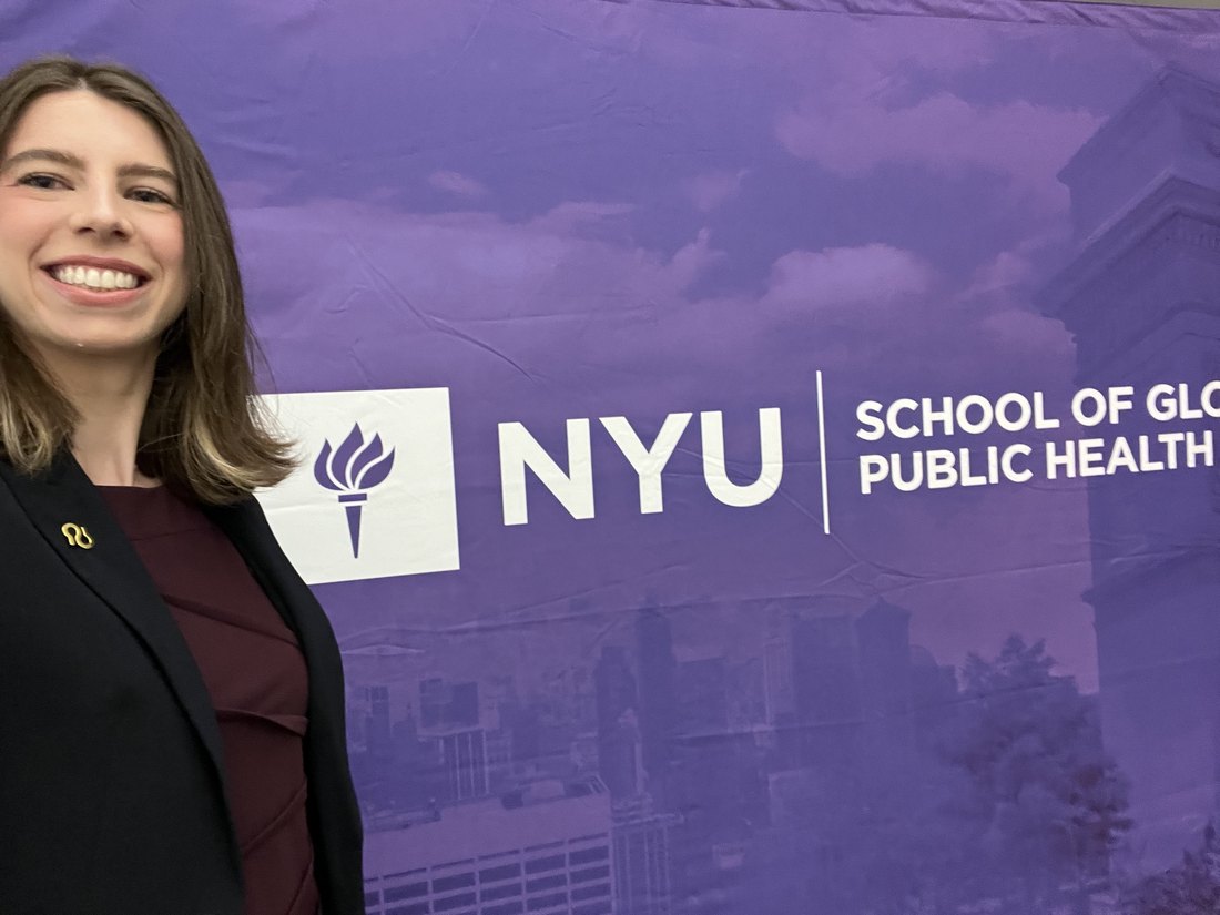 Ava Thomas presenting at the NYU School of Global Public Health